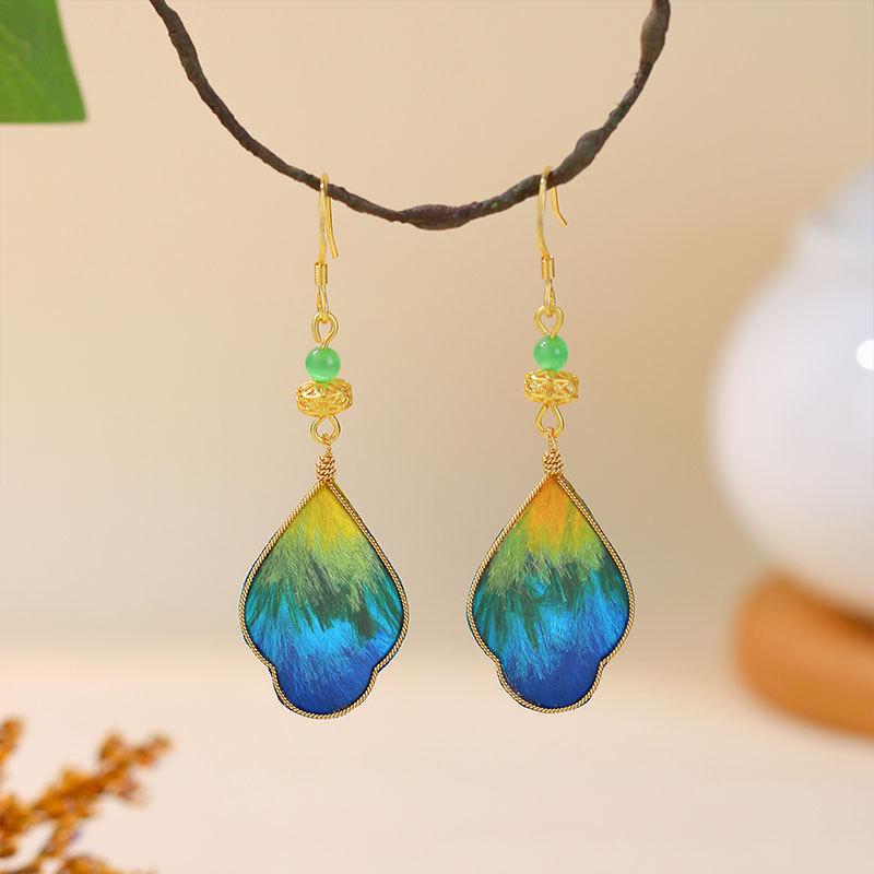 Original Cultural Heritage Series: Handcrafted Silk Velvet Flower Earrings Inspired by Thousand Miles of Rivers and Mountains
