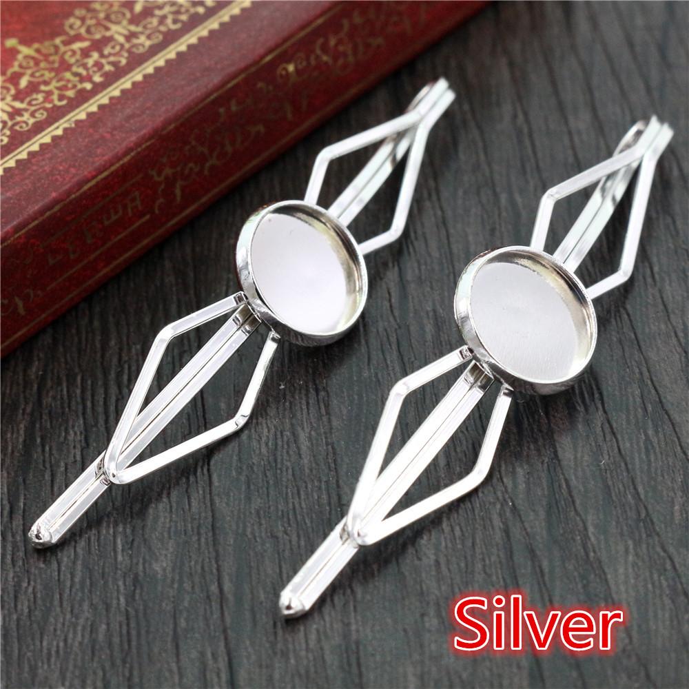 Fashion 12mm 10pcs 5 Styles High Quality 6 Colors Copper Material Hairpin Hair Clips Hairpin Base Setting Cabochon Cameo Base
