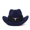 Western Cowboy Wool Felt Hat With Knot Embellishments For Autumn Winter Fashion