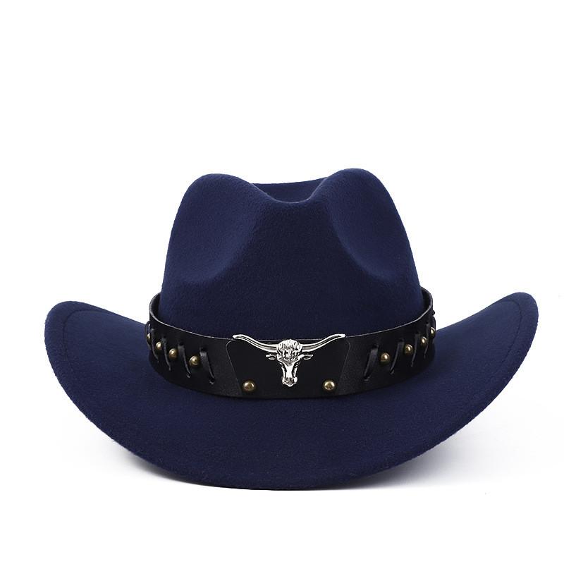 Western Cowboy Wool Felt Hat With Knot Embellishments For Autumn Winter Fashion