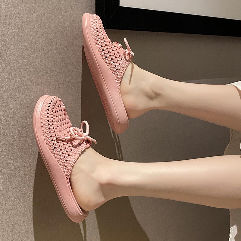 New summer cool slippers women's bag head lace-up outside wearing empty beach shoes sweet flat slippers