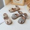 Kids Princess Shoes Weave Simple Bows Girls Sandals Ins Trendy Casual 2025 Summer New Children Beach Shoes Hollowed-out Ins