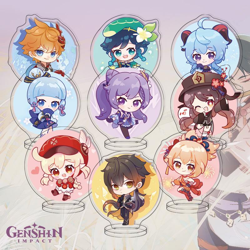 9Pcs/Set Acrylic Stand Model Wendi Tartaglia Hu Tao Yae Miko Raiden Shogun Figure Decoration Action Plate Toys