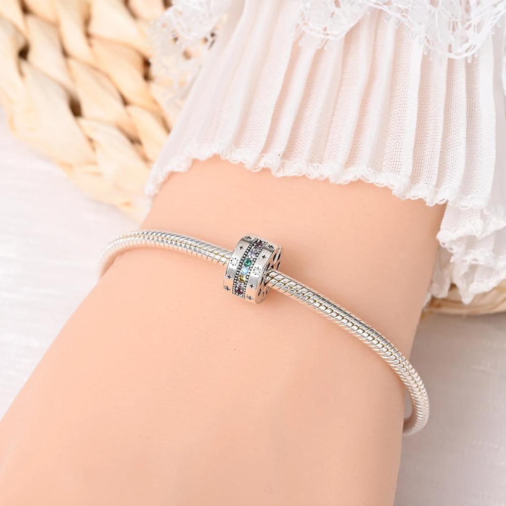 Pink Heart Charms Copper Galaxy Beads Bracelet Making Supplies Diy Handmade Jewelry Birthday Gift For Girls