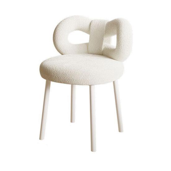 Vanity Stool with Bowknot Backrest Living Room Women Girls Bedroom Makeup Chair Adjustable Foot Pads Armless Dressing Chair Side Table Seat