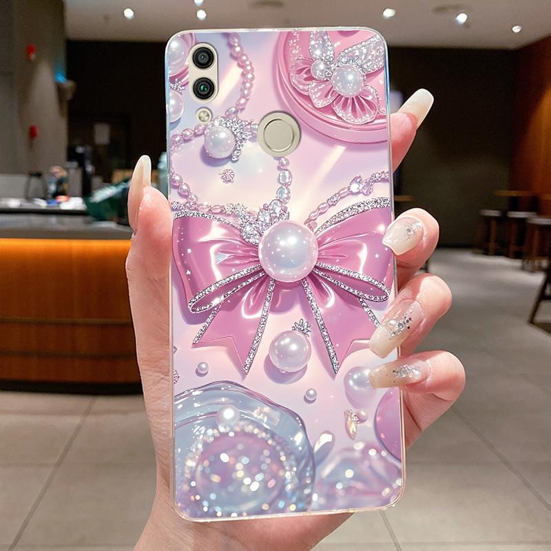 For Huawei Honor 8C Case BKK-LX2 BKK-LX1 BKK-L21 Back Cover Clear Luxury Butterfly Fashion Flowers Soft TPU Silicone Phone Case