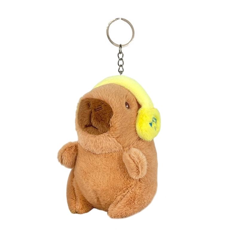Fashionable Elegant Color Capybaras Keychain Charm Lovely Dress Up Sturdy Plush Pendant for Bags and Keys Decoration