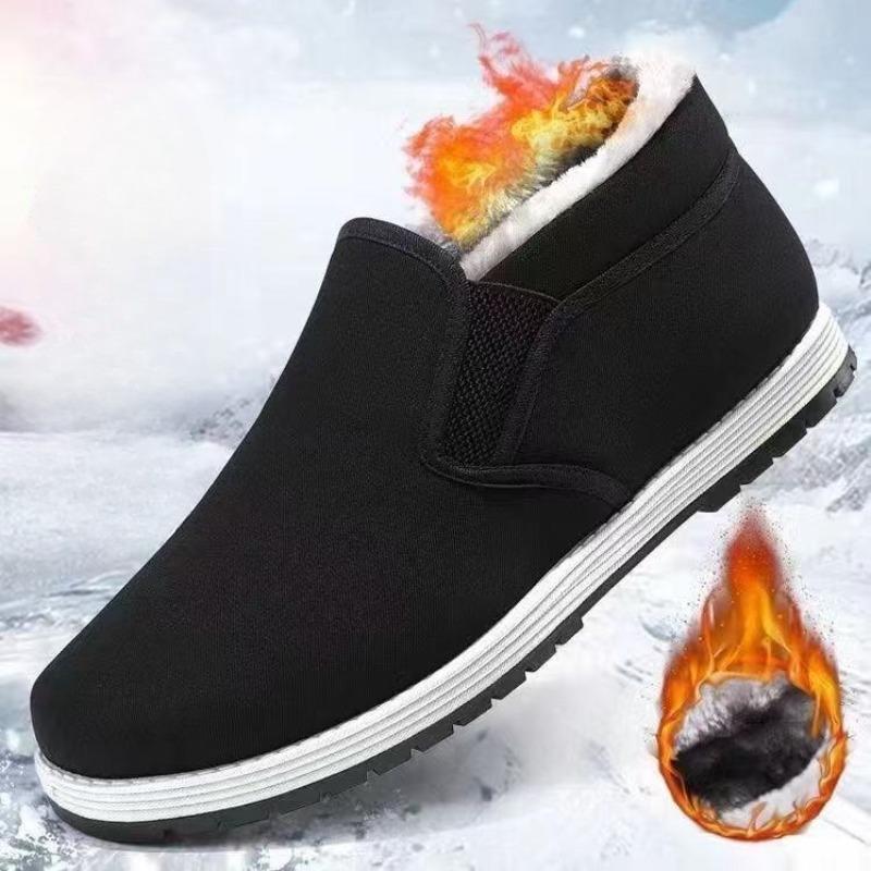 Męskie bawełniane buty z polarem, jednonożne buty z materiału, buty z miękką podeszwą antypoślizgową