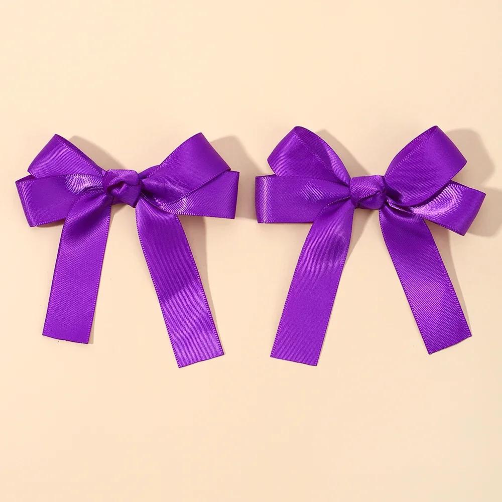 2pcs Cheer Up Bowknot Hair Clips for Girl Solid Color Ribbon Bows Hairpins Hairgripe Kids Boutique Hair Accessories