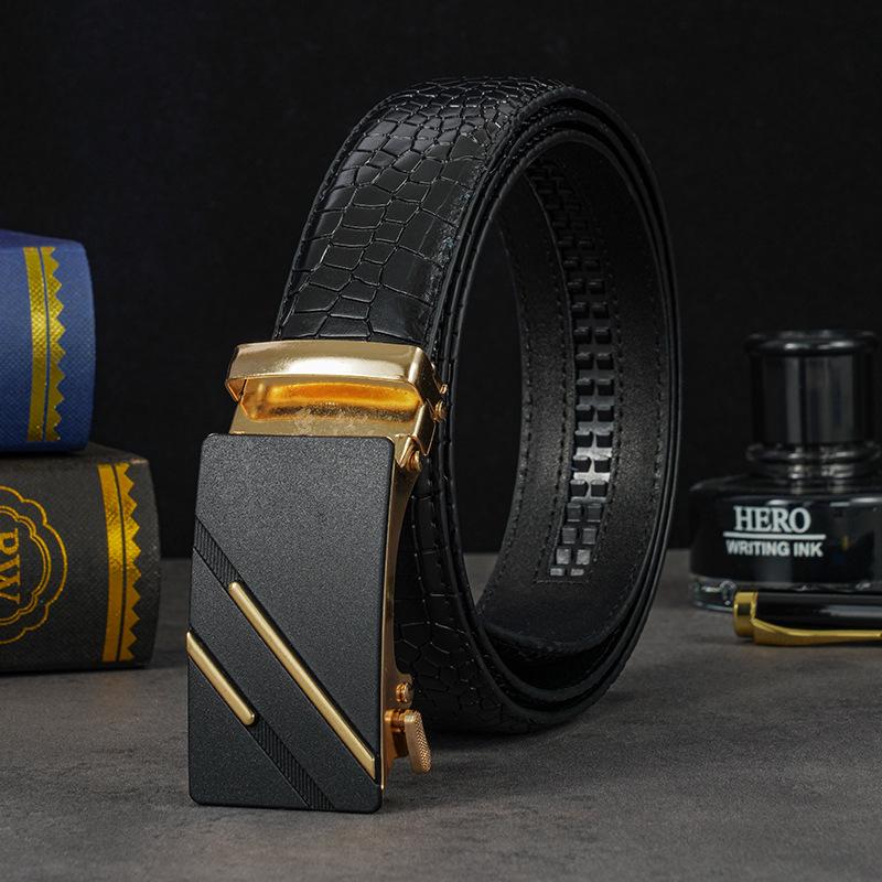 Men's Genuine Leather Automatic Buckle Cowhide Belt - Business Casual Style