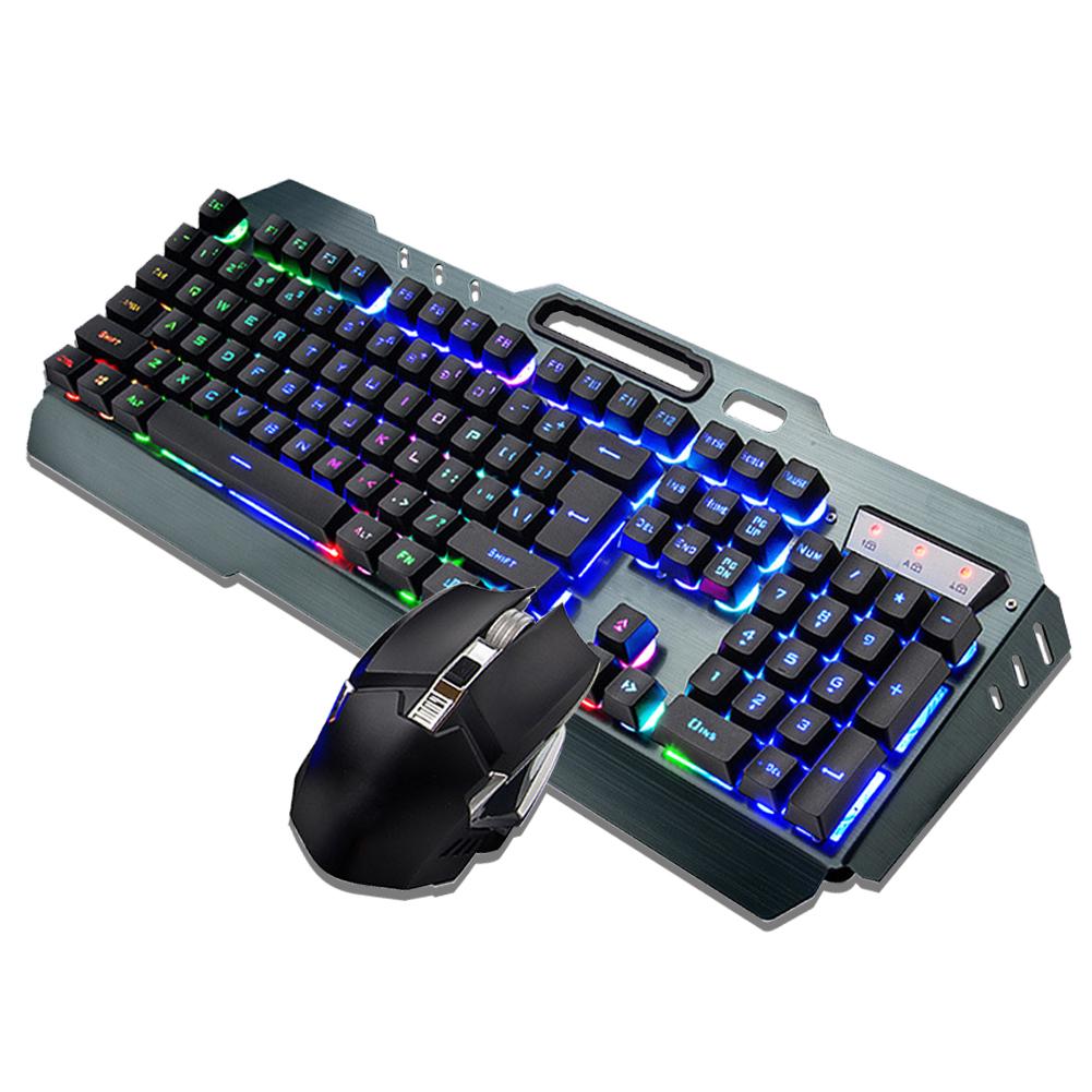 Wireless Keyboard Mouse Set Charged Lighting Black Built In Lithium Battery 3000mAh