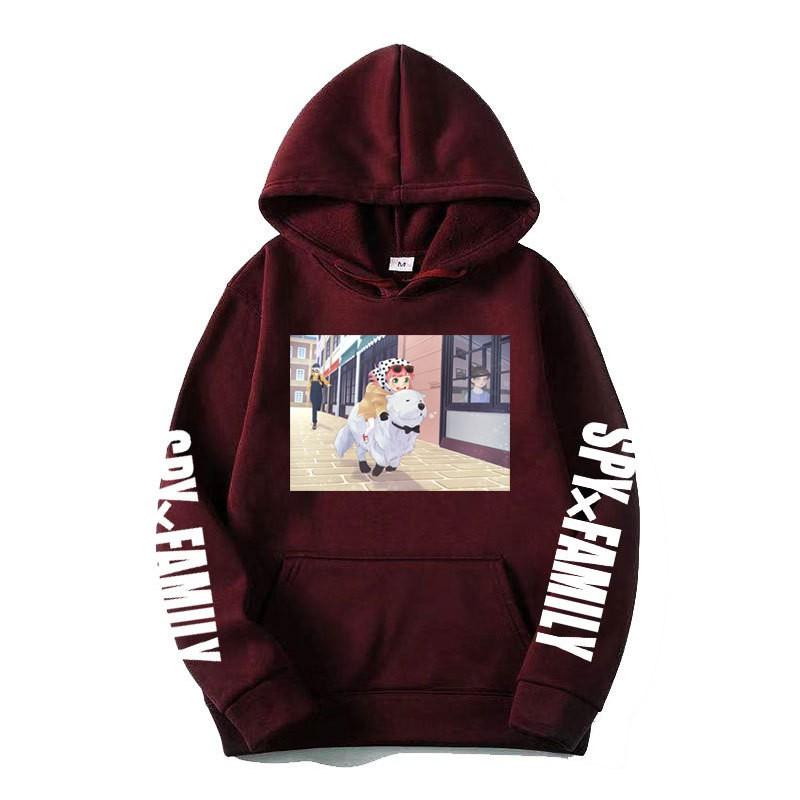 Spy X Family Anime Print Hooded Sweatshirt Men Women Oversized Fleece Pullover With Ribbed Hem