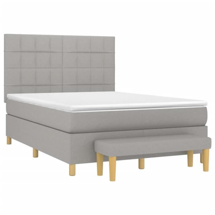 3137157 vidaXL Divan Bed with Mattress Light Grey 140x200cm Fabric