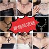 Trendy Cross Rivet Tassel Pearl Choker Necklace