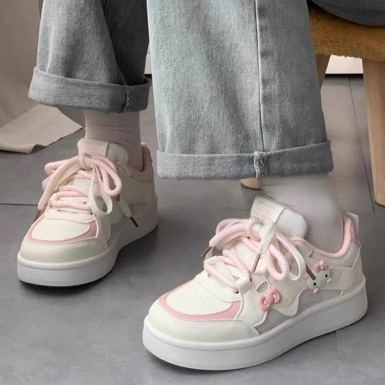 New Cute Student Board Shoes Casual Women Breathable Thick-soled Korean Version Mesh 2025 Little White Shoes Spring and Summer Versatile Design