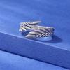 Vintage Oxidized Thai Silver Angel Wings Ring – Creative Feather Design for Men & Women