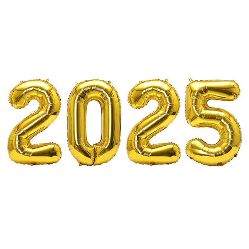 Digital Balloon 2025 Aluminum Film Set New Year'S Decoration Arrangement 16 Inches 32 Inches 40 Inches Digital Combination Independent Packaging