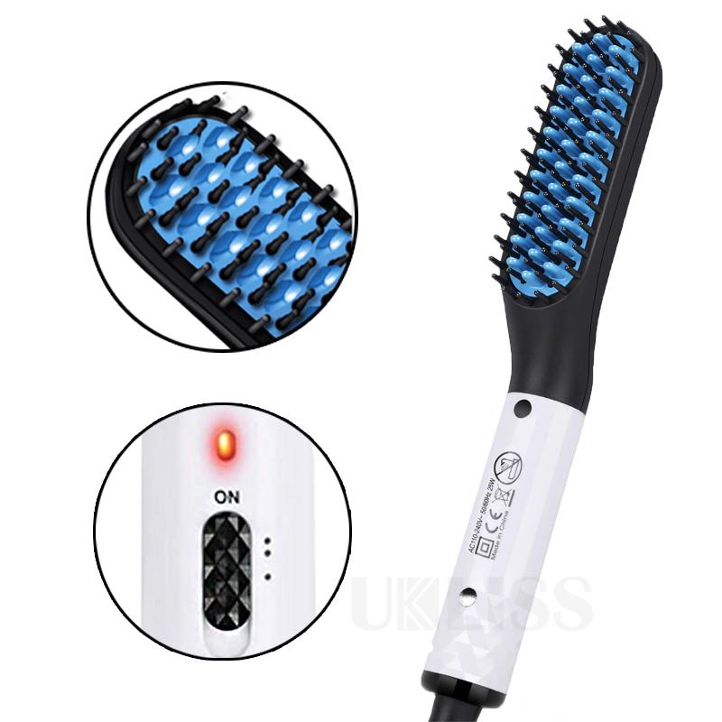 PTC Heater Mini Comb Straightener Brush 360 Degrees Rotation Hair Comb