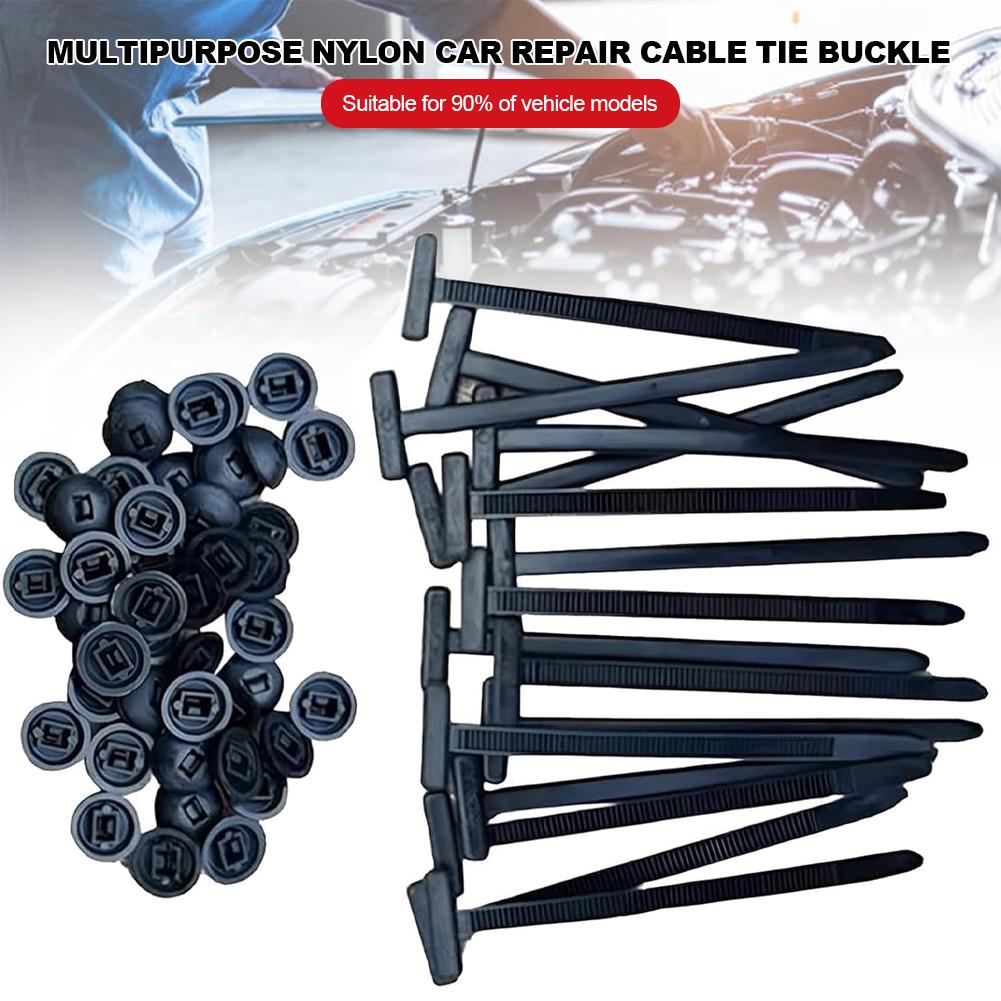 10/20/50/100Pcs Multipurpose Nylon Car Repair Cable Tie Buckle Heavy Duty Self-Locking Nylon Zip Ties Holder for Home Plastic Cable Ties Tool