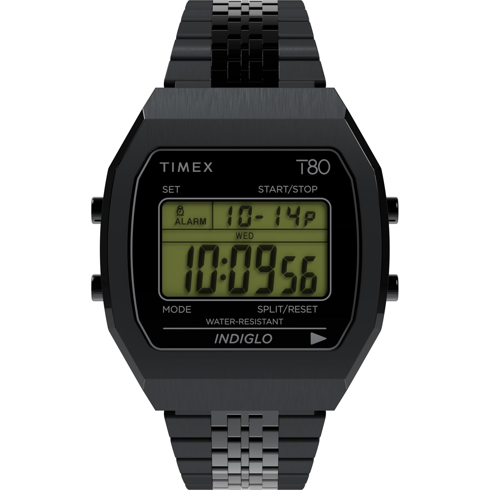 TIMEX Classic Digital T80 Водонепроницаемые Минеральное Черные Унисекс Часы, Цифровые, Водостойкие, Стекло, Циферблат, TW2W91600, [Оригинал] чёрный