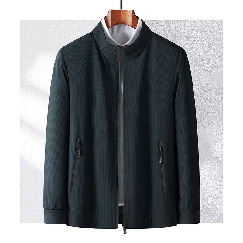 Autumn Middle-aged Men's Jacket Men's Long-sleeved High-end Casual Business Men's Solid Color Jacket Dad Jacket