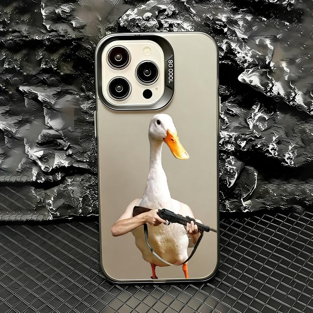 Lustige kämpfende Ente Hühnchen Handyhülle Für iPhone 17 16 15 14 13 12 11 Pro Max Air Bunt Matt Laser Aurora Stoßfeste Hülle