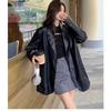 Women Black Vintage PU Leather Blazer Spring Autumn Retro Stylish Elegant Oversized Jacket