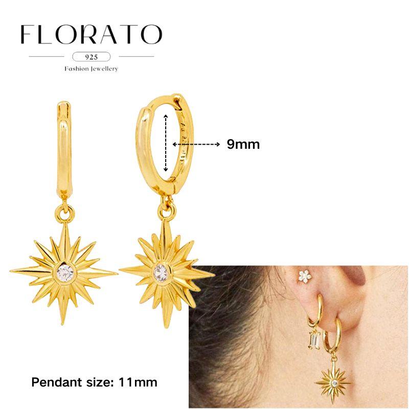Evil Eye 925 Silver Ear Needle Exquisite Shell Zircon Retro Geometric Pendant Earrings for Women Fashion Party Jewelry