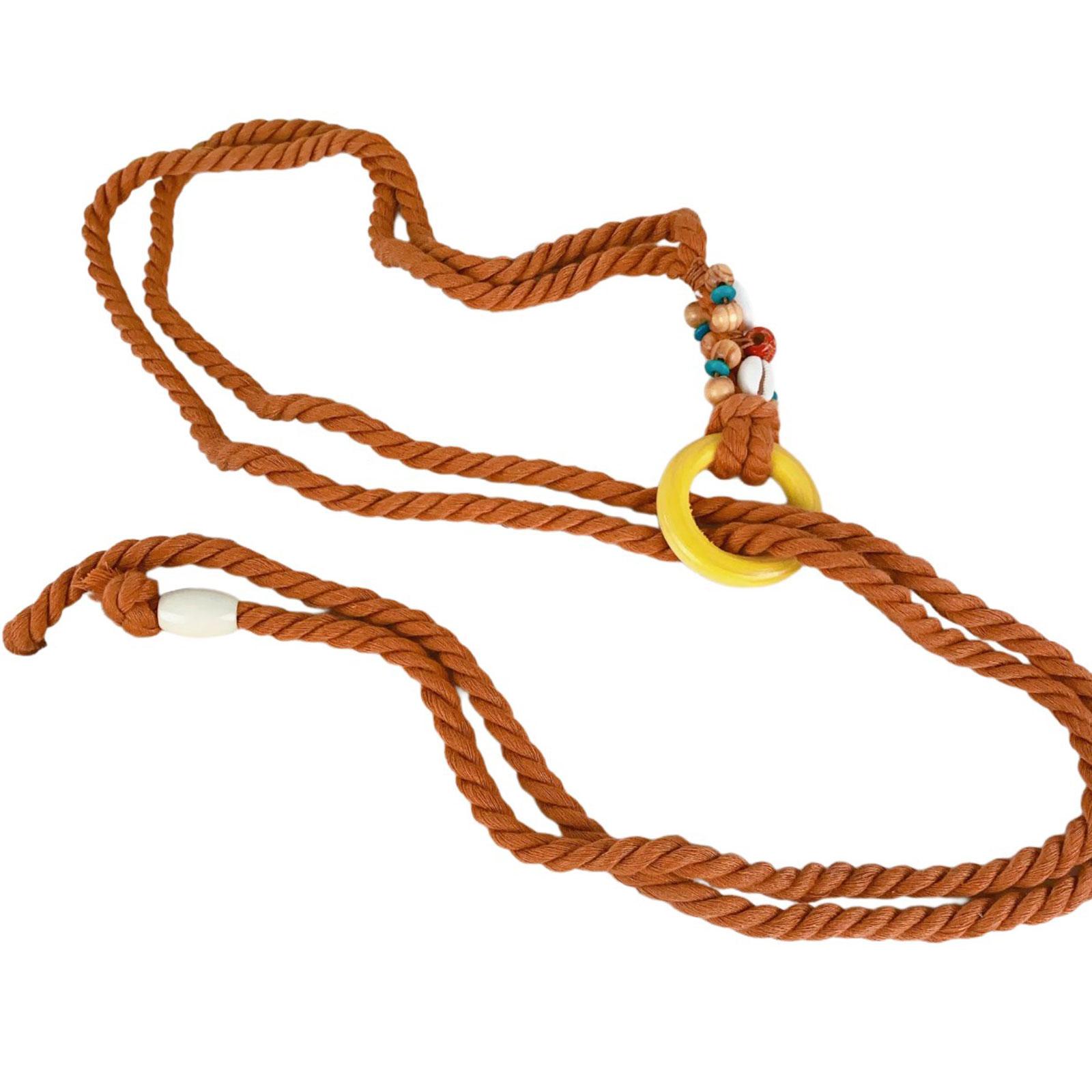 

Natural Cord Belt Bohemian Round Clasp Waist Sash Handmade Braided Waist Strap for Women Casual Outfits верблюд