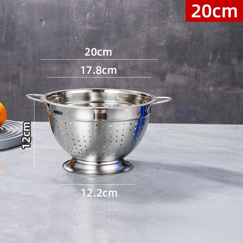18/30cm Kitchen Washing Strainer Bowl Multipurpose Drain Basket Stainless Steel Handle Fruit Strainer Salad Vegetables Colander