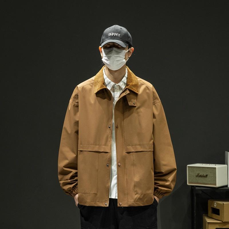 Spring and Autumn New Men's Lapel Jacket Ruffian Handsome Cargo Baseball Uniform Boys Casual Versatile Jacket Men's Clothing