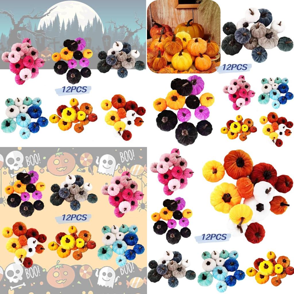 High-quality Cloth Pumpkin Thanksgiving Foam Fake Pumpkin Halloween Hot Selling Pumpkin Props White Orange Set Of 4 Large And 8 Small