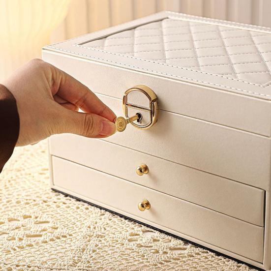 Šperkovnice z umělé kůže Třívrstvá Velkokapacitní Stojan na šperky Multifunkční Organizér na náušnice Náhrdelníky Náramky Prsteny Kontejner Pouzdro