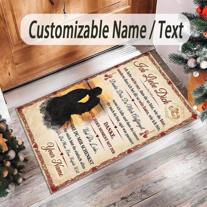 Hearts Theme Crystal Velvet Floor Rug Personalized Custom Name Text Warm Carpet Home Decoration