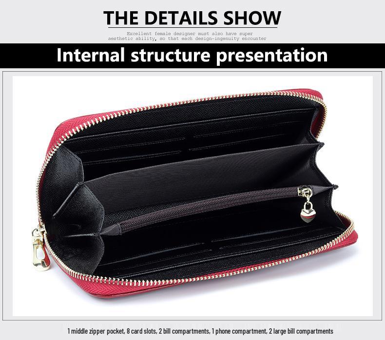 Camellia Women's Genuine Leather Long Wallet, Large Capacity Clutch for Phone and Cash