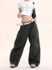 Yongfang American Retro Scimitar Unisex High Street Weitbeinige Freizeithose mit großen Taschen