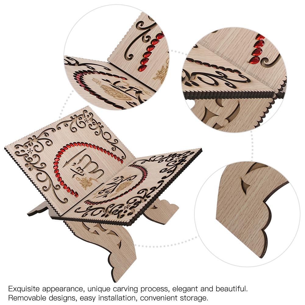 Detachable Quran Scripture Stand Holders Book Rack Home Decoration (Red Rhinestones)