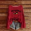 Women's Round Neck Lightweight Sweater Casual Long Sleeve Christmas Print Knit Pullover.