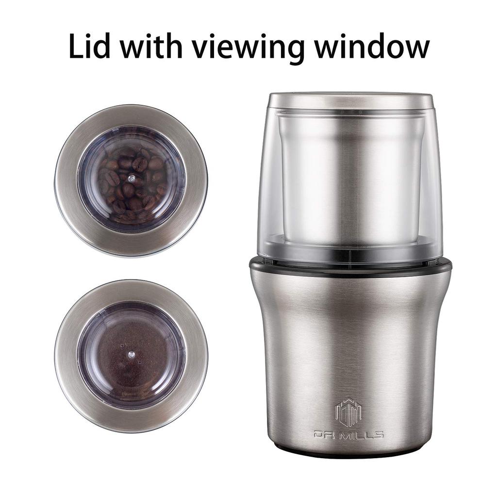 DR MILLS DM-7412M Electric Dry Spice & Coffee Grinder, Grinder & Chopper, Removable Cup, Washable, Blade and Cup Made of SUS304 Stainless Steel