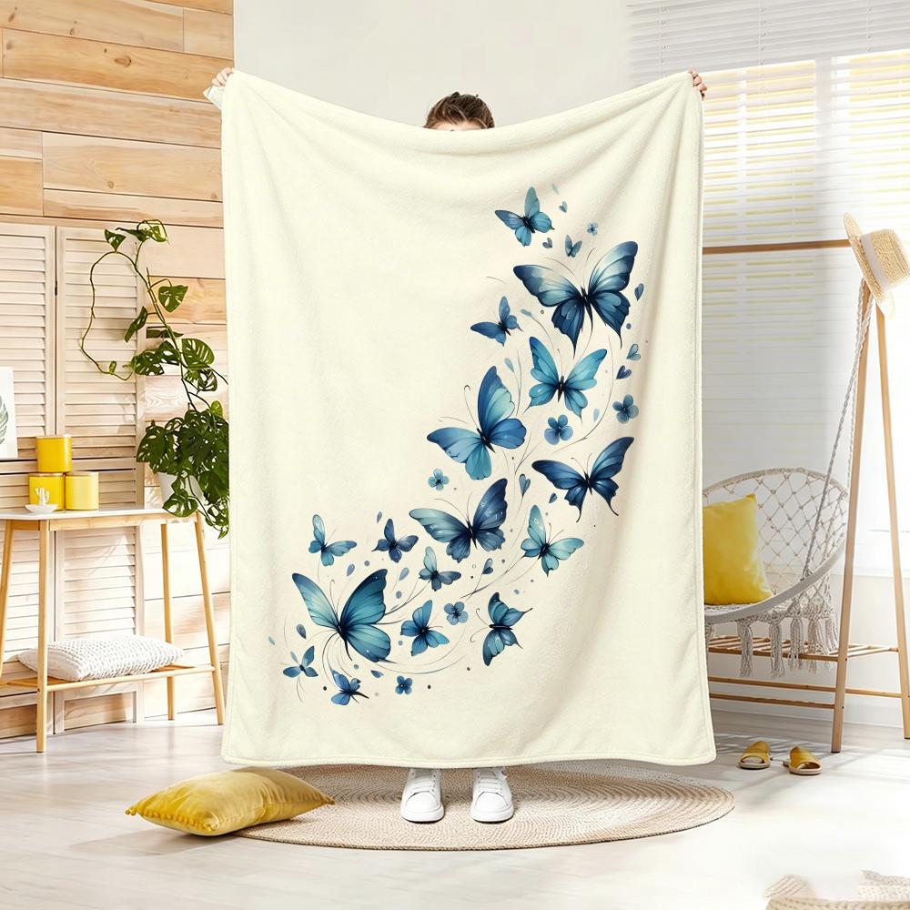 Artistic Pattern B-butterflyS Throw Lightweight 240g Flannel Blanket Soft Skin-friendly for Summer Cooling