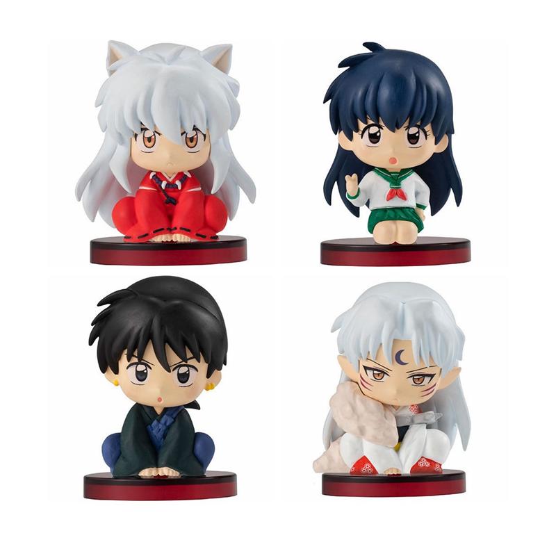 4Pcsset Anime Inuyasha Figure Toy Kikyo Sesshoumaru Higurashi Kagome Cartoon Doll Gift