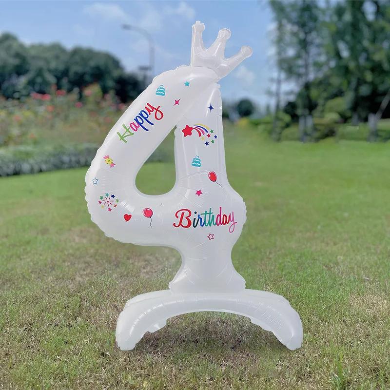 

Birthday number Balloon White Standing 32 inch Happy Birthday Printed Aluminum Film Birthday Party Crown Balloon Other