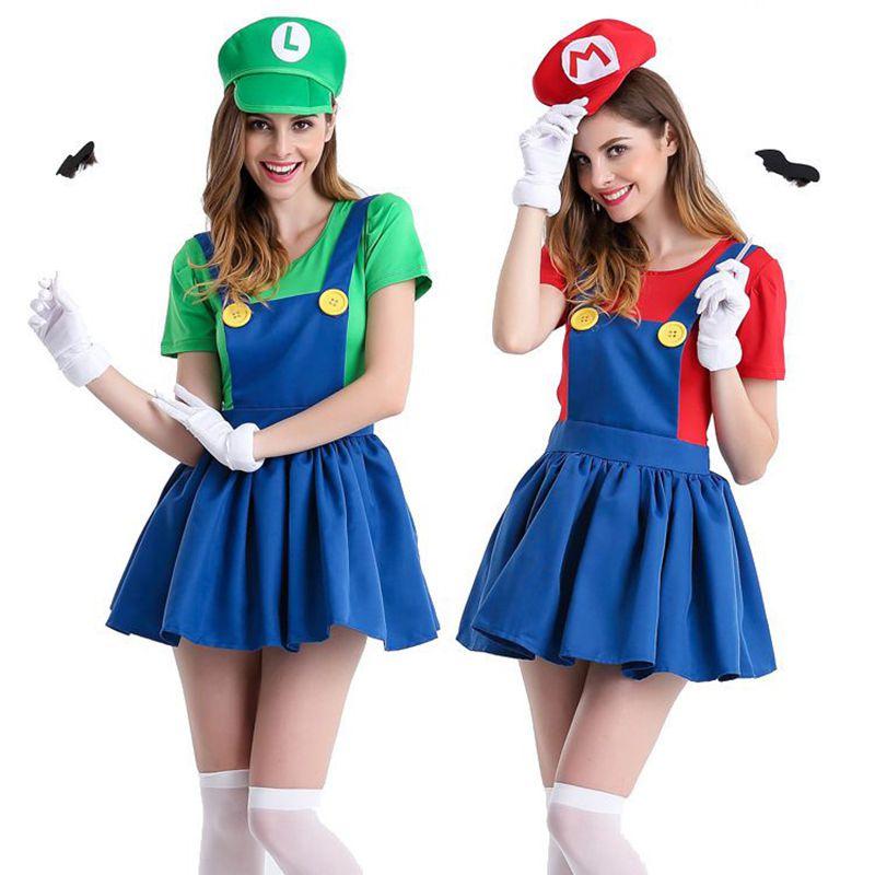 Women's Super Mario Bros Luigi Costume With Breathable Spandex And Exquisite Workmanship