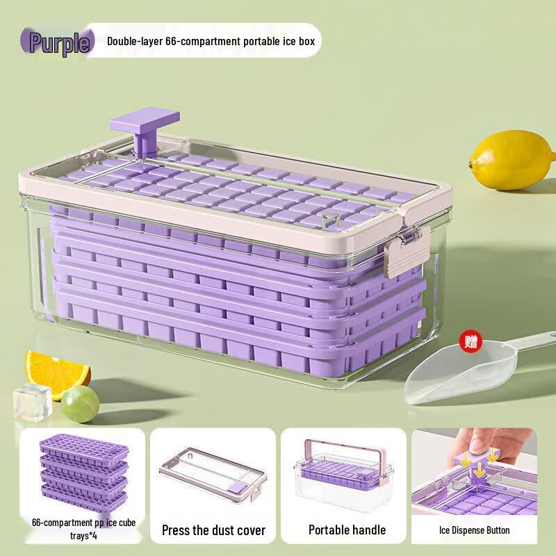 Press-Type Ice Cube Maker with Storage Bin