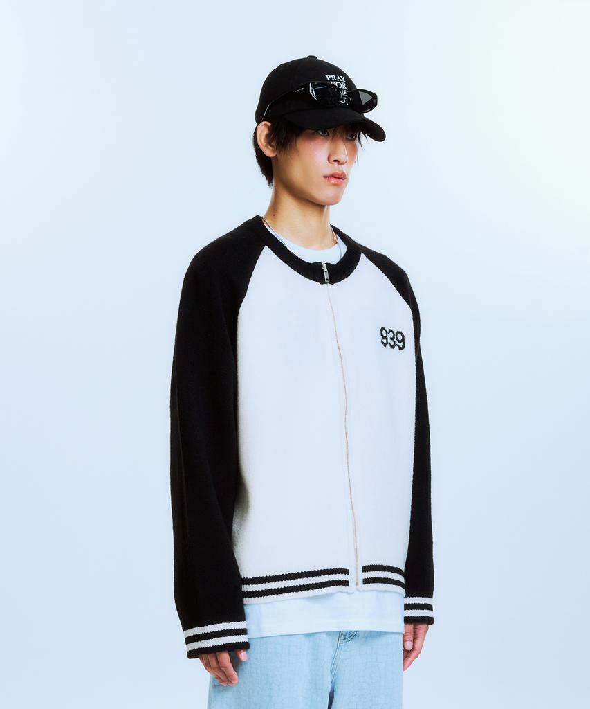 Akaibeuboldeu 939 Raglan Knit Zip-Up (Black)