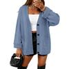 Women Solid Color V Neck Button Up Loose Long Sleeve Knit Cardigan Sweater Coat