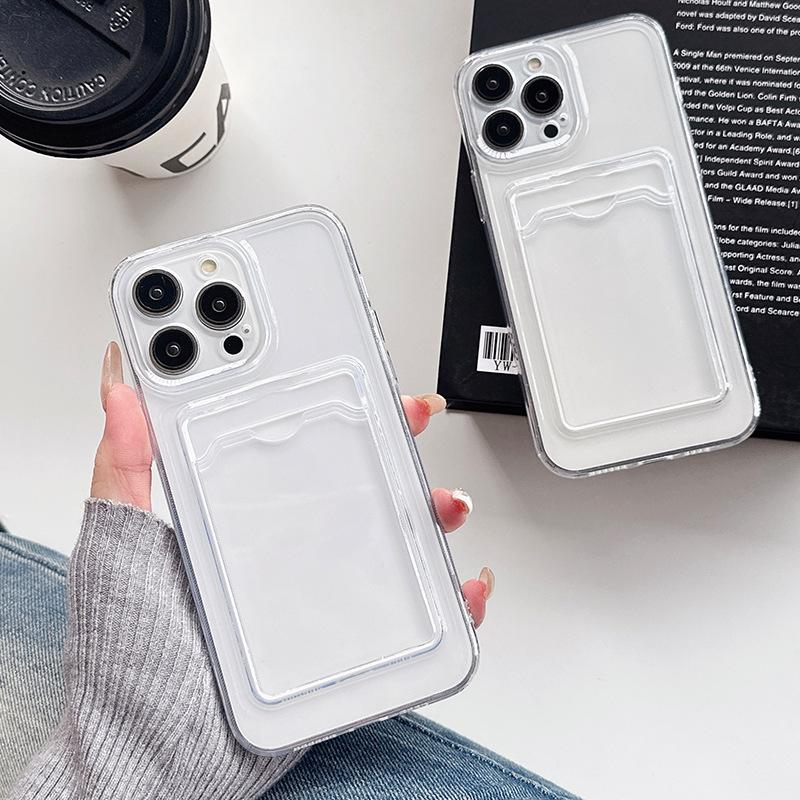 Applicable To IPhone16PRO Mobile Phone Case Simple Card Transparent Apple 15 13 with Soft Protection On The Back
