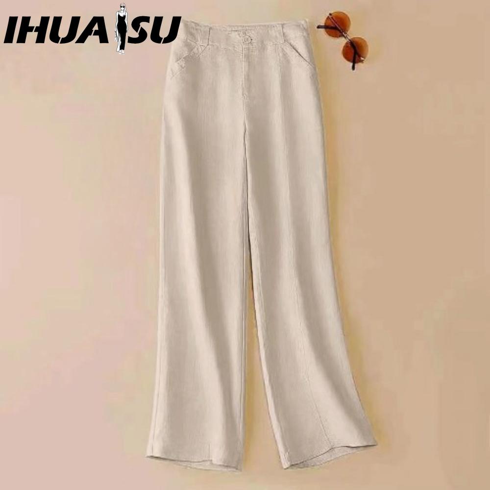 IHUASU Dámské módní ležérní jednobarevné kalhoty a capris