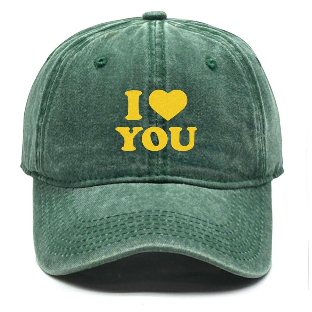 Golden "I LOVE YOU" Print Snapback Sun Hat, Valentine's Day Trucker Hat Hip Hop Curved Brim Sunshade Sun Visor Adjustable Baseball Cap
