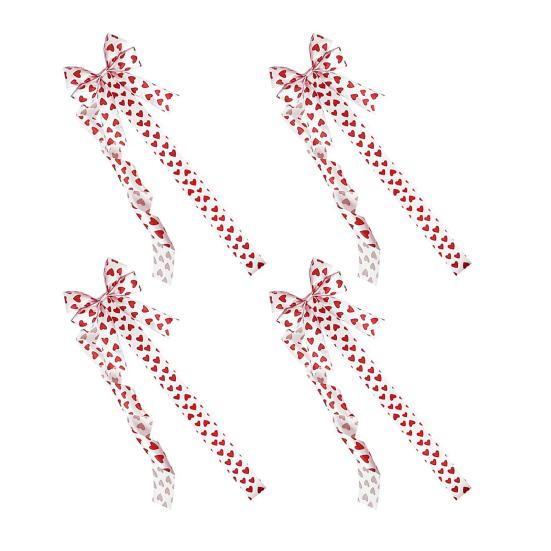 

4 шт. Сатинова Декоративна Стрічка-Бант зі стрічкою-липучкою, Бант з Візерунком Серце, День Святого Валентина, Весілля, Дні Народження, Декор Меблів 4pcs